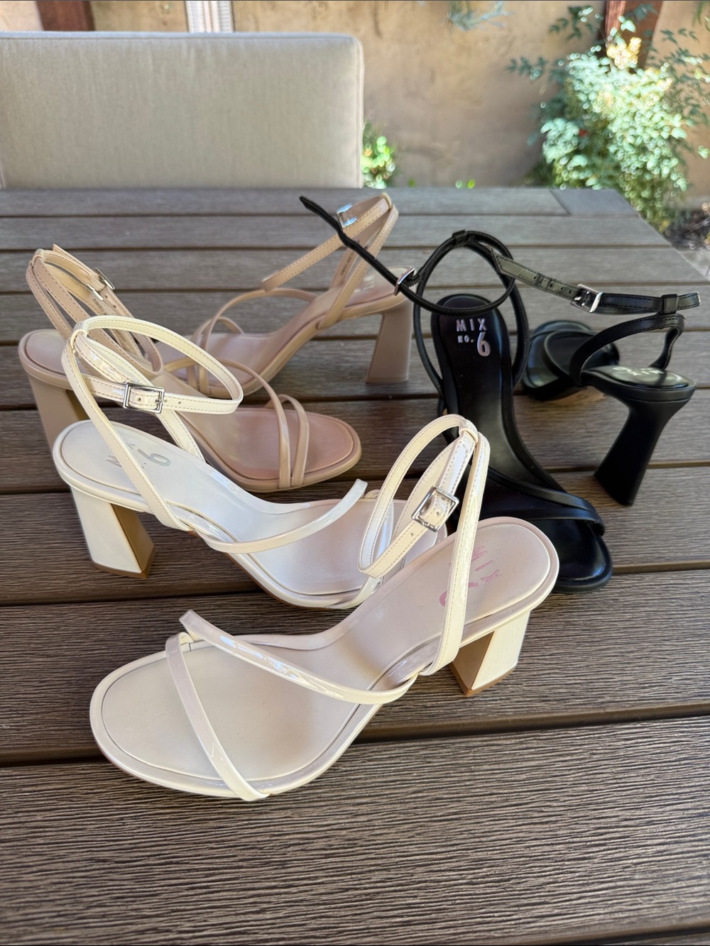 Mix No. 6 Strappy Cream Block Heel Sandals 3 PACK!!!!